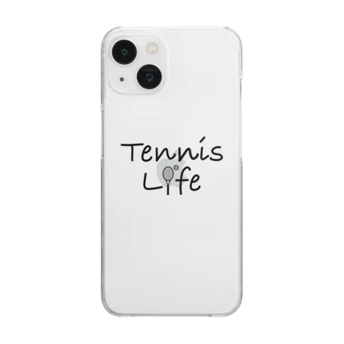 テニス・TENNIS・ライフ・筆記文字・アイテム・デザイン・ラケット・ガット・イラスト・スポーツ・Tシャツ・サーブ・男子・女子・かっこいい・かわいい・選手・画像・ボール・王子・応援 クリアスマホケース