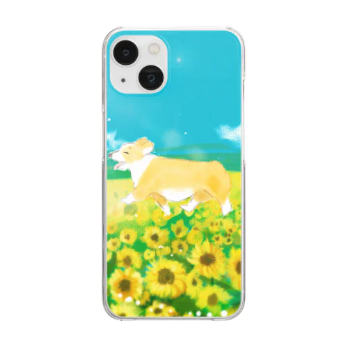 くぅちゃんとひまわり🌻 Clear Smartphone Case