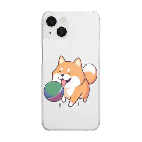 ボールで遊ぶ犬1 Clear Smartphone Case