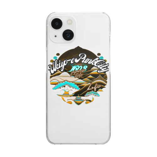 【lofiアート】ネオ浮世絵と盆栽: 北斎イズムのサイバーパンクが織りなす日本の景色の旅 Clear Smartphone Case