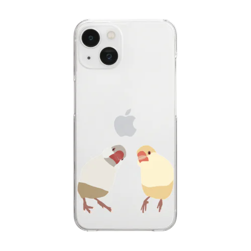 クリーム文鳥×クリームイノ文鳥 Clear Smartphone Case