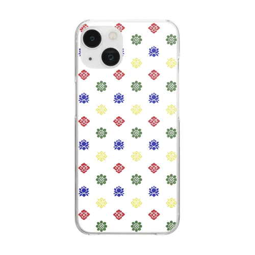 チベット文様（ドット柄 / タルチョー5色） Clear Smartphone Case