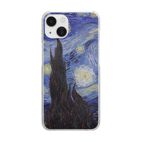 005-004　ゴッホ　『星月夜』　クリア　スマホケース　iPhone 14/14Pro/13/13Pro/12/12Pro/11専用デザイン　CC5-1 Clear Smartphone Case