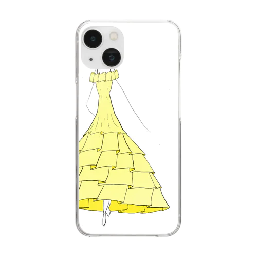 クリアスマホケース　ドレス　-yellow- Clear Smartphone Case