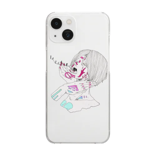 紅蒼グラデ上人女 Clear Smartphone Case