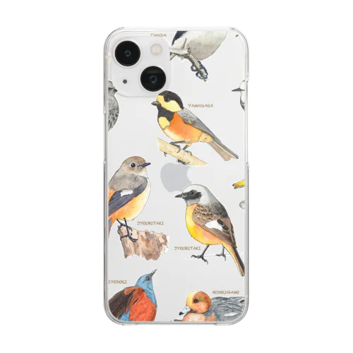 野鳥集合イラストB Clear Smartphone Case