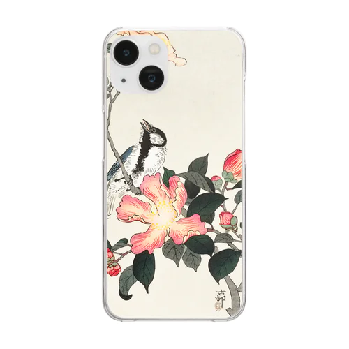 小原古邨　椿に四十雀  Ohara Koson / Great tit on branch with pink flowers  Clear Smartphone Case