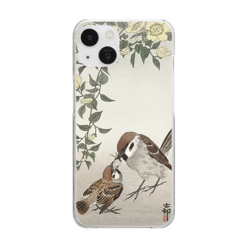 小原古邨　雀の親子  Ohara Koson / Birds and plants Clear Smartphone Case