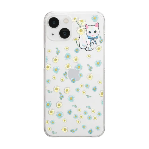 オッドアイしろねこ（スマホカバー用） Clear Smartphone Case