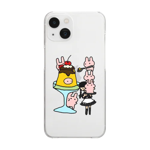 喫茶うさぎ プリン Clear Smartphone Case