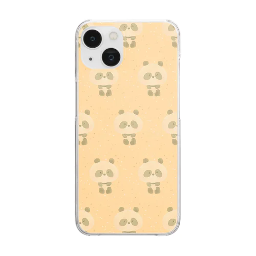 水彩ゆるぱんだ オレンジパターン Clear Smartphone Case