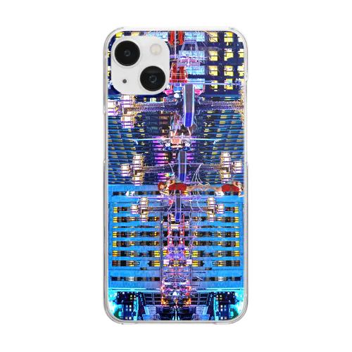 鏡面反射の青い街　Model「victoria borodinova」 Clear Smartphone Case