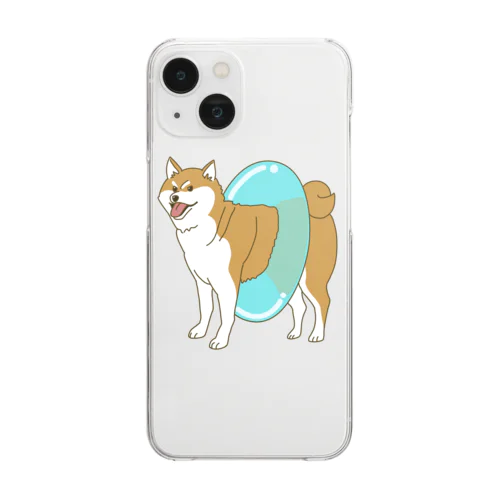 プールに行く気の柴犬 Clear Smartphone Case