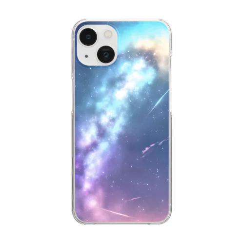 AIアート　彗星雲の夜空 Clear Smartphone Case