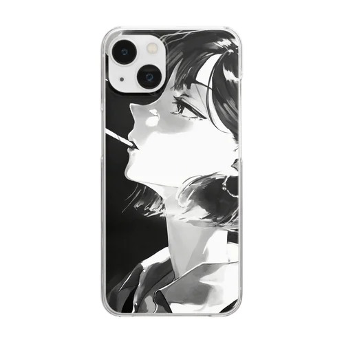 monochrome smoker Clear Smartphone Case