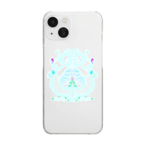 ツイン龍Dragon light blue Clear Smartphone Case