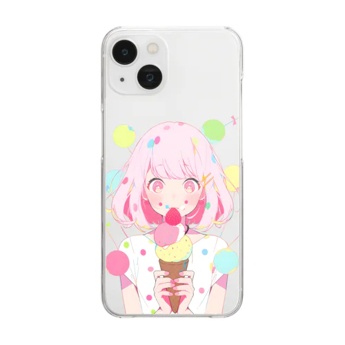 暑い夏はアイスだ001 Clear Smartphone Case