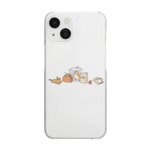 コーギーと朝ごはん Clear Smartphone Case