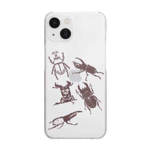 カブトムシとクワガタ Clear Smartphone Case