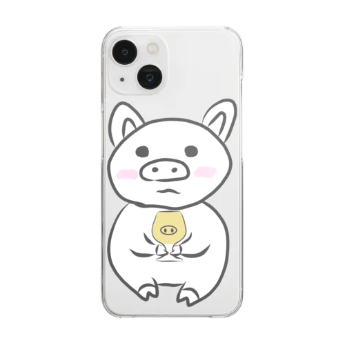 乾杯待ちのぶた　カラーver. Clear Smartphone Case