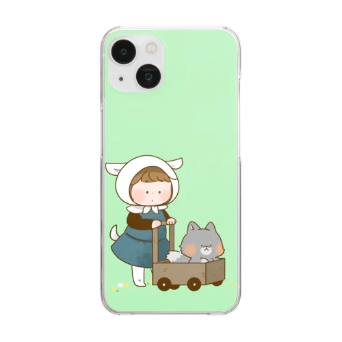 ゆるゆるとした子どもヤギさんと子どもオオカミさんグッズ Clear Smartphone Case