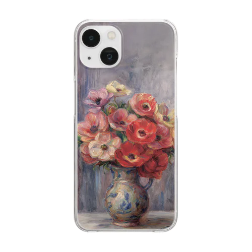 ルノワール アネモネ スマホケース ハードクリアケース 人気おしゃれ絵画iPhoneケース 透明 Clear Smartphone Case