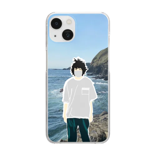 海にてたたずむ Clear Smartphone Case