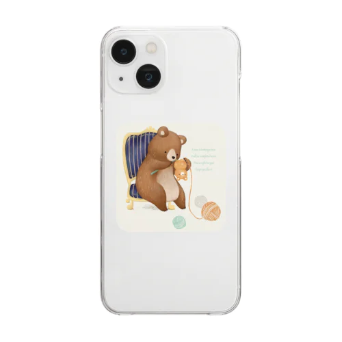 クマのあみぐるみを編むクマ Clear Smartphone Case