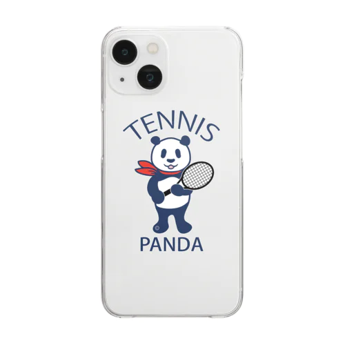 パンダ・テニス・全身・イラスト・ラケット・TENNIS・アイテム・デザイン・ガット・スポーツ・Tシャツ・サーブ・かっこいい・かわいい・選手・画像・ボール・王子・絵・オリジナル（C） Clear Smartphone Case