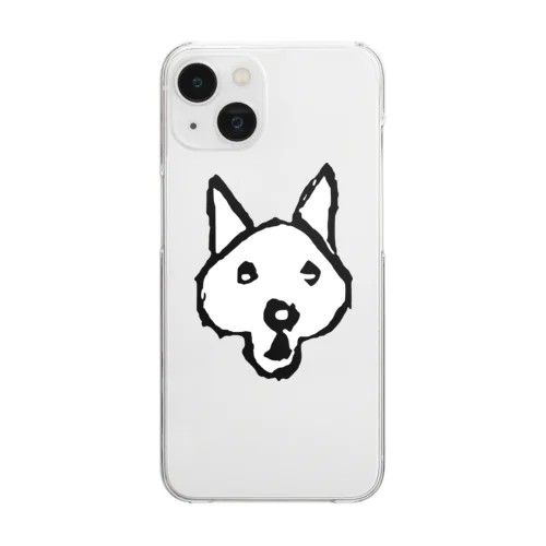 びっくりした犬（白塗り） Clear Smartphone Case