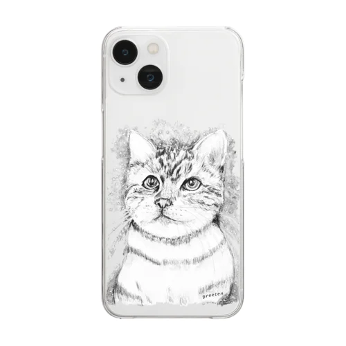 アート猫　モノクロ　 Clear Smartphone Case