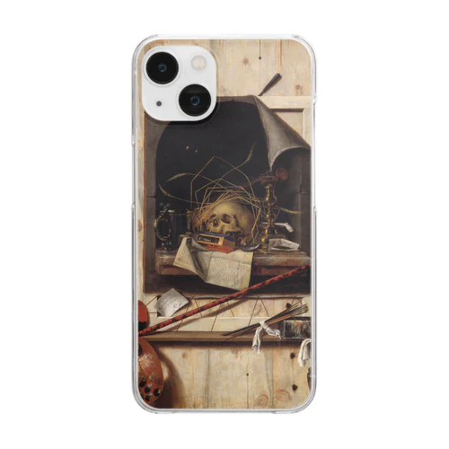 ヴァニタス画のあるアトリエの壁 / Trompe l'oeil with Studio Wall and Vanitas Still Life Clear Smartphone Case