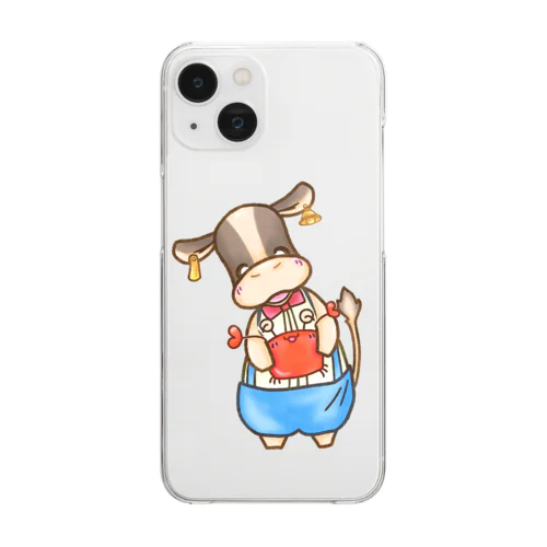 ウシとカニ「なかよし」 Clear Smartphone Case