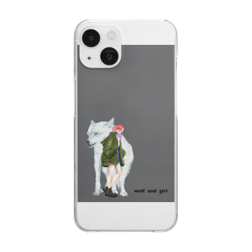 wolf  and girl Clear Smartphone Case