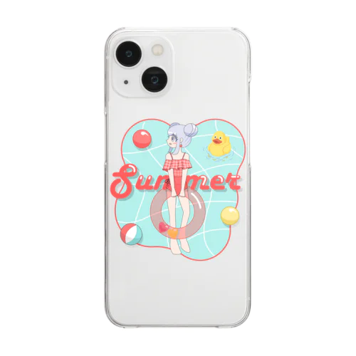 夏到来!mayoichan プール柄 Clear Smartphone Case