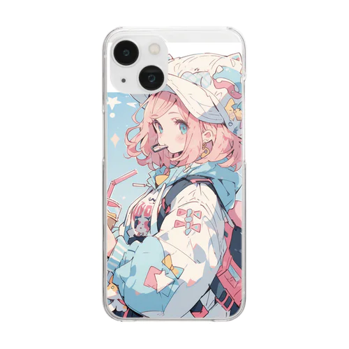 可愛いピンク髪少女 Clear Smartphone Case