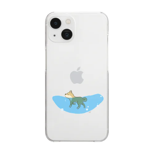 海で泳ぐ柴犬 Clear Smartphone Case