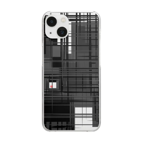 黒シリーズミニマムアート松 Clear Smartphone Case