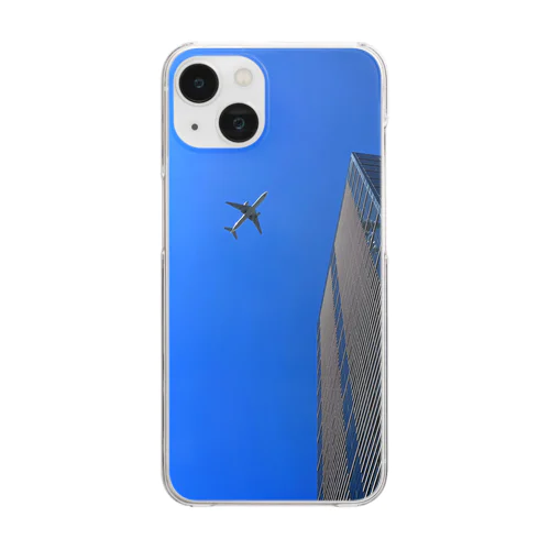 airplane in the blue sky Clear Smartphone Case