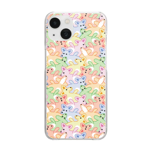 楽しい犬の模様３（多色） Clear Smartphone Case