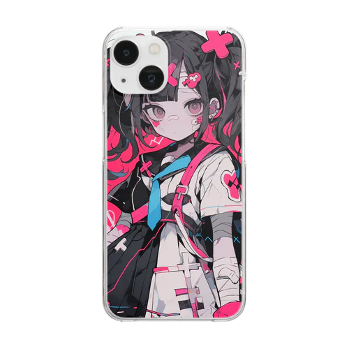 病み少女スマホケース クリアスマホケース