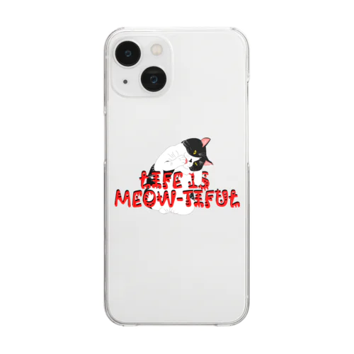 LIFE IS MEOW-TIFUL（黒ラインロゴ） Clear Smartphone Case