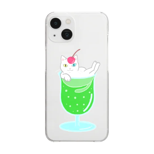 クリームソーダ猫 Clear Smartphone Case