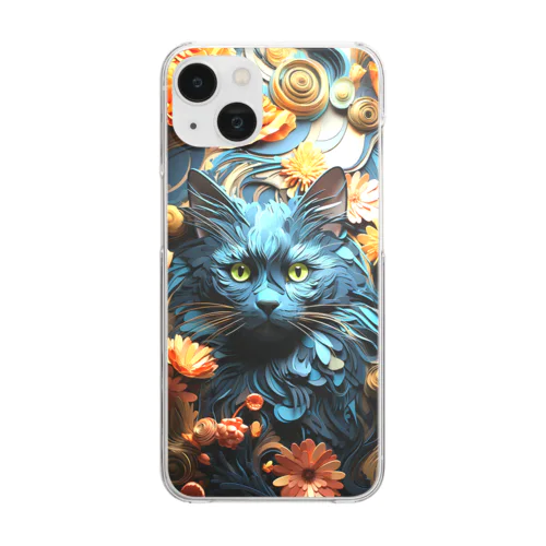 ペーパーアート Russian Blue Clear Smartphone Case