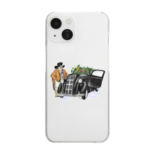 紳士とくるま Clear Smartphone Case