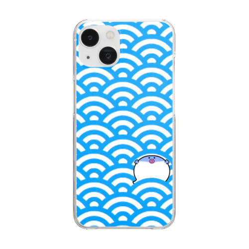 青海波（せいがいは）柄＋フグくん Clear Smartphone Case