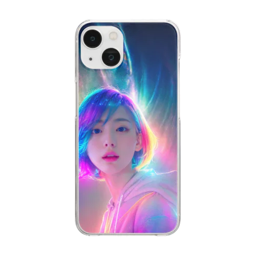 neon hair girl #15 Clear Smartphone Case