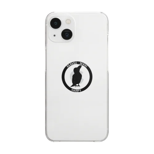 カラス日記ロゴ入りシルエットハッピー Clear Smartphone Case