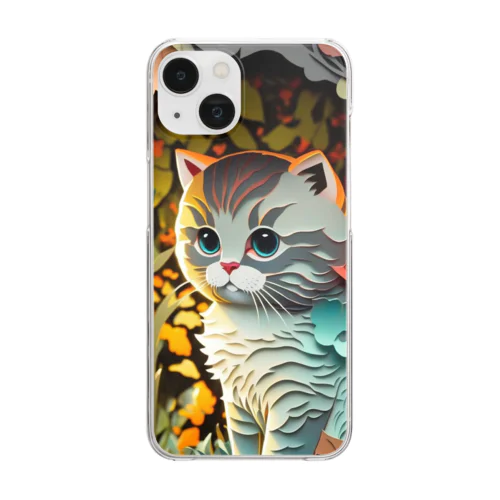 ペーパーアート Scottish Fold Cat Clear Smartphone Case