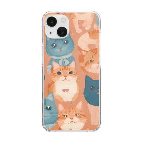 少し不思議なねこのアート Clear Smartphone Case